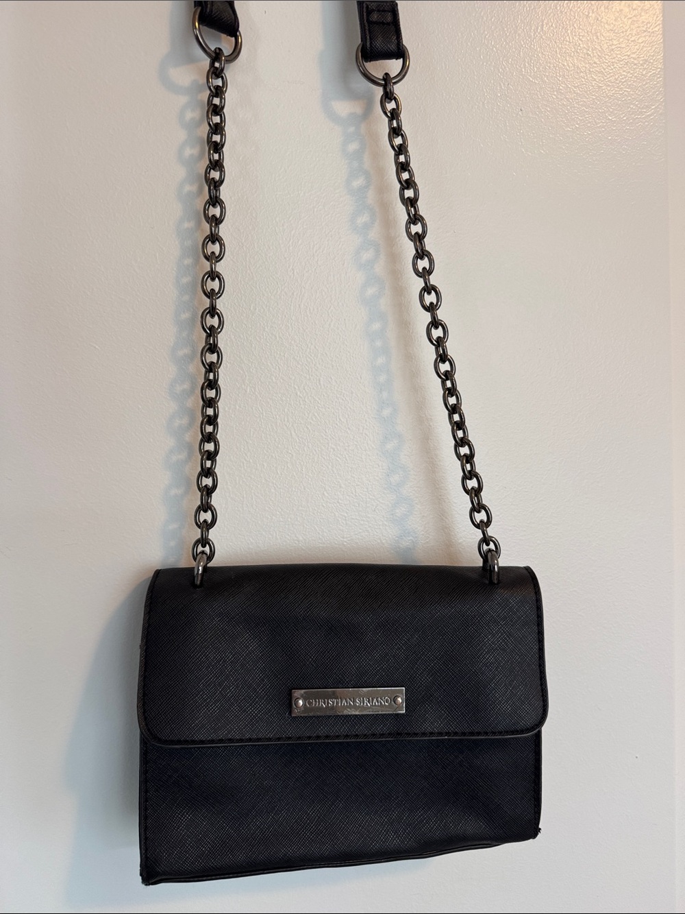 Christian Siriano Black Chain-Detail Crossbody Bag
